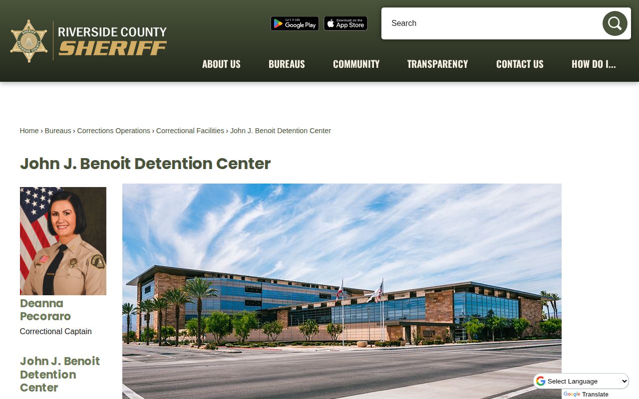 Riverside Sheriff John J. Benoit Detention Center release records source page