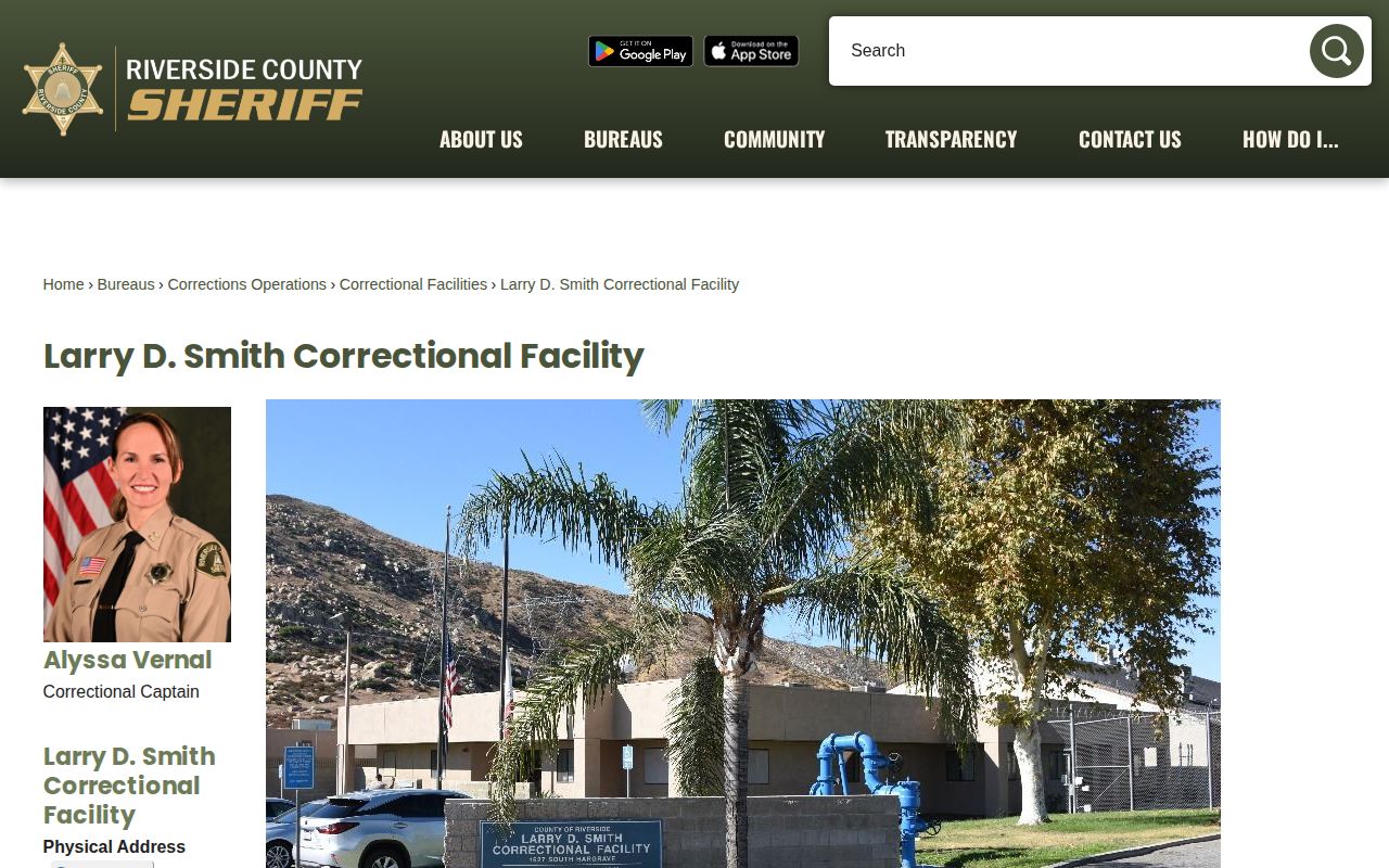 Riverside Sheriff Larry D. Smith Correctional Facility release records source page